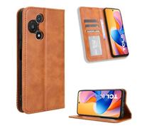 COMAKU Compatible with TCL 60 R 5G Case Leather - Flip Cover Protection magnetic Phone Case wallet with Card Holder - Brown