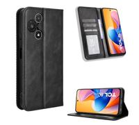 COMAKU Compatible with TCL 60 R 5G Case Leather - Flip Cover Protection magnetic Phone Case wallet with Card Holder - Black