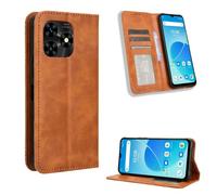 COMAKU Compatible with UMIDIGI G5 Mecha Case Leather - Flip Cover Protection magnetic Phone Case wallet with Card Holder - Brown