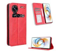 COMAKU Nubia Z70 Ultra 5G Case Leather - Flip Cover Protection magnetic Phone Case wallet with Card Holder - Red