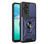 COMAKU Ultra Armor Case for Honor 200 Pro 5G, TPU+PC Shockproof Protective Cover with Slide Camera Cover, with Ring Kickstand -Blue