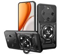 COMAKU Ultra Armor Case for Honor Magic 8 Lite/Honor X9d 5G, Military Grade TPU+PC Shockproof Cover, with [Camera Protection] 360 Degree Ring Kickstand - Black