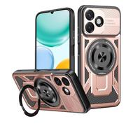COMAKU Ultra Armor Case for Honor X5C Plus, Military Grade TPU+PC Shockproof Cover, with [Camera Protection] 360 Degree Ring Kickstand - Rose Gold