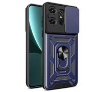 COMAKU Ultra Armor Case for Motorola Edge 50 Pro, TPU+PC Shockproof Protective Cover with Slide Camera Cover, with Ring Kickstand -Blue