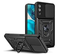 COMAKU Ultra Armor Case for Motorola Moto E20 / E30 / E40, TPU+PC Shockproof Protective Cover with Slide Camera Cover, with Ring Kickstand -Black
