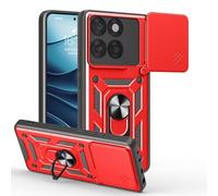 COMAKU Ultra Armor Case for Motorola Moto G56 5G, TPU+PC Shockproof Protective Cover with Slide Camera Cover, with Ring Kickstand -Red