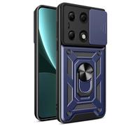 COMAKU Ultra Armor Case for Motorola Moto G75 5G, TPU+PC Shockproof Protective Cover with Slide Camera Cover, with Ring Kickstand -Blue