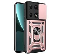 COMAKU Ultra Armor Case for Motorola Moto G75 5G, TPU+PC Shockproof Protective Cover with Slide Camera Cover, with Ring Kickstand -Rose gold