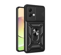 COMAKU Ultra Armor Case for Motorola Moto G84 5G, TPU+PC Shockproof Protective Cover with Slide Camera Cover, with Ring Kickstand -Black