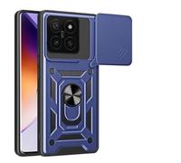 COMAKU Ultra Armor Case for Xiaomi 14T 5G, TPU+PC Shockproof Protective Cover with Slide Camera Cover, with Ring Kickstand -Blue