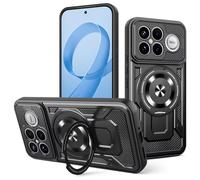 COMAKU Ultra Armor Case for Xiaomi Poco F8 Ultra, Military Grade TPU+PC Shockproof Cover, with [Camera Protection] 360 Degree Ring Kickstand - Black