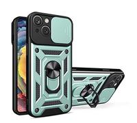 COMAKU Ultra Armor Case for Xiaomi Redmi 14C 4G, TPU+PC Shockproof Protective Cover with Slide Camera Cover, with Ring Kickstand -Green