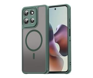 COMAKU Ultra-Thin PC + TPU Silicone Case for Motorola Moto G56 5G, Stylish Translucent Magnetic Shockproof Phone Case Cover - Green