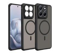 COMAKU Ultra-Thin PC + TPU Silicone Case for Motorola Moto G87 5G, Stylish Translucent Magnetic Shockproof Phone Case Cover - Black