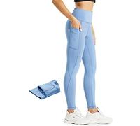 Comallan Women's Fleece Lined Leggings Warm Running Leggings Sport Thermal Winter Waterproof HikingTrousers with Pockets-Haze Blau S