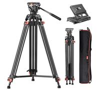 COMAN 186 cm Tripod Camera - Aluminium with Camera Tripod 360° Flexible Pan & +90°/-75° Tilt, Video Tripod Compatible with DJI Rs Heads, Manfrotto, Max Load 10 kg