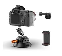 COMAN 4.5" Heavy Duty Vacuum Suction Camera Mount With 3KG Payload, CNC Aluminium Camera Mount with Ball Head & Magic Arm, 1/4" & 3/8" Threads for DSLR, Mirrorless, Gimbal & Vehicle Filming