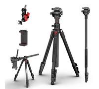 COMAN 6ft Overhead Camera Tripod, Horizontal Video Tripod with Fluid Head and Quick Release Plate, Detachable Monopod for DSLR Cameras, Smartphone Camcorders and Spotting Scopes