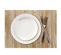 Comart - American Bamboo Edge Placemat - Set of 4 Placemats 30 x 45 cm - Washable - Heat Resistant - for Breakfast, Lunch - Elegant Coasters - Eco Friendly Bamboo - Washed White Colour