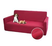 Comart Bright Elastic Sofa Cover with Armrests Polyester Anti-Scratch Stain Washable Non-Slip Burgundy 2 Seater Sofa Cover