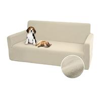 Comart Bright Stretch Sofa Cover with Armrests Polyester Anti-Scratch Stain Machine Washable Non-Slip Cream 4 Seater Sofa Cover