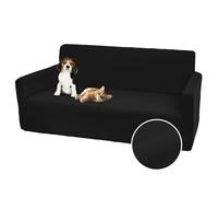 Comart Bright Stretch Sofa Cover with Armrests Polyester Anti-Scratch Stain Washable Non-Slip Black 3 Seater Sofa Cover