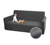 Comart Bright Stretch Sofa Cover with Armrests Polyester Anti-Scratch Stain Washable Non-Slip Grey 3 Seater Sofa Cover