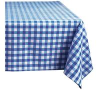 Comart - Square Anti-Stain Tablecloth - Vichy Checked Table Cover 100% Polyester - Fabric Effect - Liquid Resistant - Machine Washable - Square 140 x 140 cm - 4 Seater - Blue