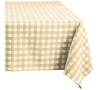 Comart, Square Tablecloth for Kitchen and Outdoor, Stain Resistant, 100% Polyester, Checked Design, Machine Washable, Elegant and Durable, Square 52 x 52 inches, Beige