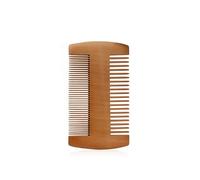 Comb 2pc Professional Antistatic Natural Wooden Beard Comb Fine Teeth Lice Mustache Hair Men Portable Pocket Care Travel Barber Shop(Wood color)
