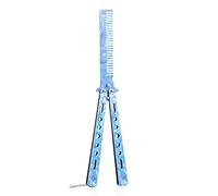 Comb Fold Foldable Stainless Steel Beard Brush Drifting Training Butterfly Knife Combing Salon Hairdressing Tools(D)