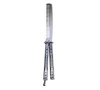 Comb Fold Foldable Stainless Steel Beard Brush Drifting Training Butterfly Knife Combing Salon Hairdressing Tools(A)