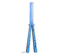 Comb Fold Foldable Stainless Steel Beard Brush Drifting Training Butterfly Knife Combing Salon Hairdressing Tools(F)