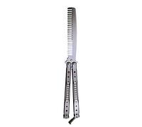 Comb Fold Foldable Stainless Steel Beard Brush Drifting Training Butterfly Knife Combing Salon Hairdressing Tools(C)