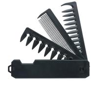 Comb Foldable Comb Portable Pocket Beard Small Size Black Plastic Mustache Hair For On-the-go Grooming(Black 3 in 1)