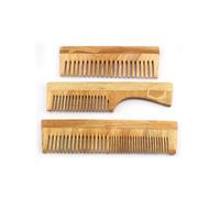 comb Neem Comb Combo - Pack Of 3 Combs, Ideal For Detangling, Pre And Post Oil Treatment And Post-Wash Treatment | Wooden Neem Comb | Eco Friendly | Plastic-Free