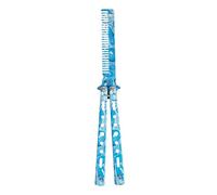 Comb Trainer Stainless Steel Unsharpened Slice Butterfly Training Comb for Beginner Aqua Blue Practice Comb Trainer Butterfly Training Comb Steel Folding Comb