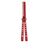 Comb Trainer Stainless Steel Unsharpened Slice Butterfly Training Comb for Beginner Red, Practice Comb Trainer