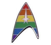 Combadge Communication Badge Rainbow LGBTQ Gay Pride Flag Star Ship Science Fiction Boldly Go Make It So SciFi TV 1.2" Enamel Pin Badge