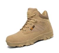 Combat Boots Men Non-Slip Durable Leather Comfortable, Mens Tactical Boots Waterproof Tactical, for Outdoor Work All Day Operations(Brown,9 UK)