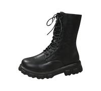 Combat Boots Women Thick-Soled Snow Boots Ladies Plaform Knee High Boot Lace Up Chunky Heel Lug Sole Round Toe Zipper Fashion Motorcycle Punk Gorh Booties Shoes