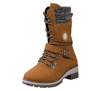 Combat Boots Women's Leather Lace-Up Boots Non-Slip Combat Boots Warm | Winter boots, elegant half boots with buckle, lightweight hiking boots, stretch knitted ankle boots for winter