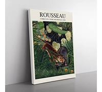 Combat Of A Tiger And Buffalo Vol.2 By Henri Rousseau Exhibition Museum Painting Canvas Wall Art Print Ready to Hang, Framed Picture for Living Room Bedroom Home Office Décor, 76x50 cm (30x20 Inch)