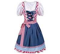 Combat Ready Medieval Swords Halloween Oktoberfest Dress for Women, Body Shaping, Stage Costume, 1 Dress + 1 Top + 1 Top, Fire Brigade Cosplay Costume (Red, L)