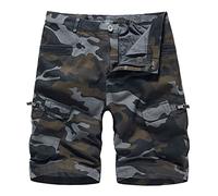Combat Shorts for Men UK Camo Cargo Shorts Summer Casual Elastic Loose Fit Utility Work Short Army Camouflage Knee Length Jogging Short Lightweight Breathable Durable Workwear