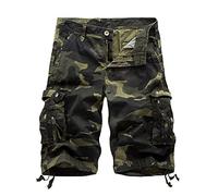 Combat Shorts for Mens UK Cotton Cargo Camo Shorts with Zipper Pockets Army Scruffs Work Utility & Safety Loose Fit Workwear for Outdoor Army Green XL