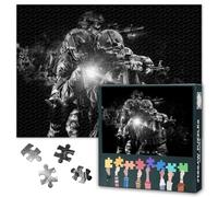 Combat Soldiers Jigsaw Puzzle 1000 Pieces Military Action Puzzle Armed Forces with Laser Sights Battle Ready Tactical War Scene Puzzle for Adults 27.5 x 19.7 Inches