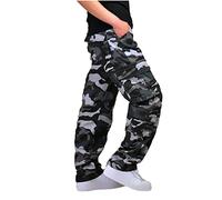 Combat Trousers for Men UK Camo Work Trousers Multi Pocket Loose Fit Cargo Pants Baggy Camouflage Tactical Pant Military Durable Bottoms Outdoor Climbing Fishing Clothes S-4XL