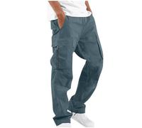 Combat Trousers Men Relaxed Fit Cargo Pants with Multi Zipped Pockets Elastic Waist Drawstring Combat Military Trousers Camping Solid Color Work Pants