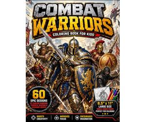 Combat Warriors Coloring Book for Kids: 60 Epic Fighters, Powerful Weapons and Legendary Battle Heroes. Action-Packed Coloring Book for Kids - 60 Fearless Warriors, Swords, and Shields